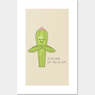 Cartoon cactus in namaste pose Posters and Art